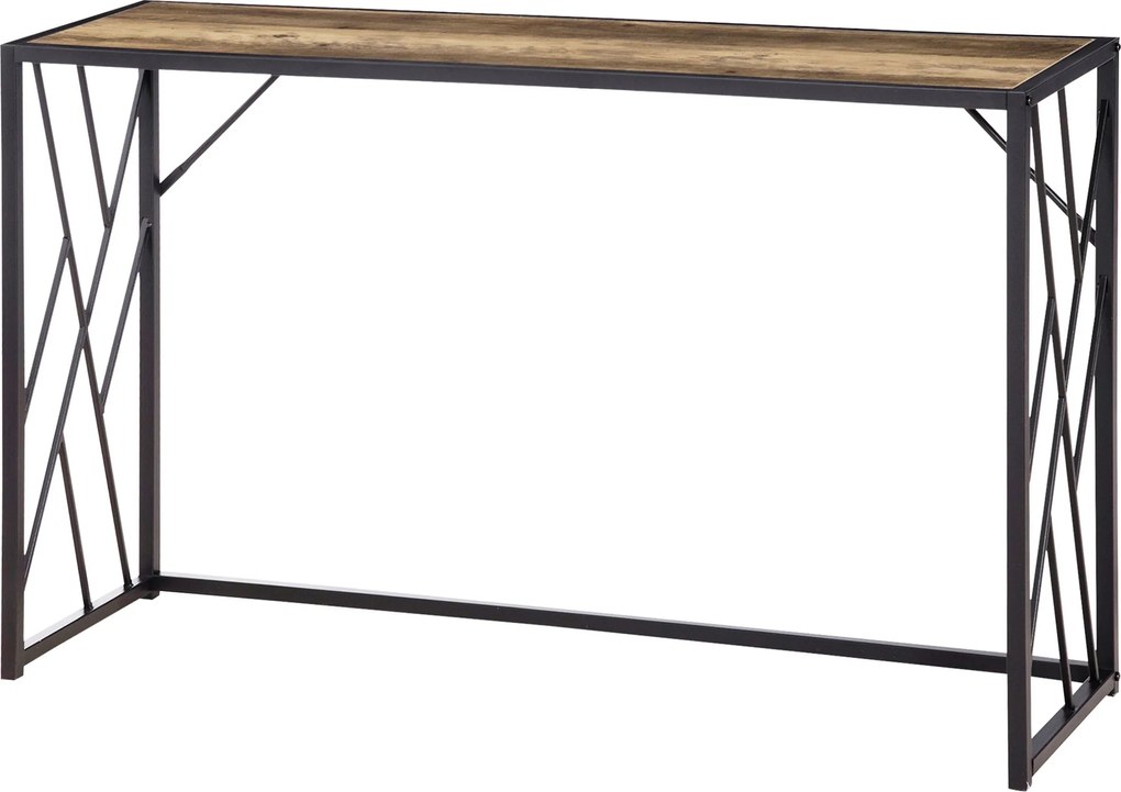HOMCOM Konzolasztal, Fém Lábas Oldalasztal, 120 x 35 x 75 cm, Ipari Stílusú Előtér Asztal, Kislakásra, Bejárathoz, Előszobába, Nappaliba, Hálószobába,