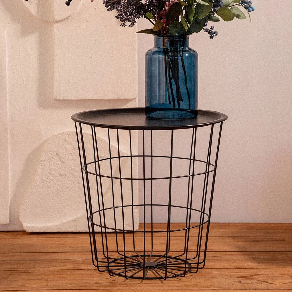 Scandi asztal fekete, fekete asztallappal 41x41x41 cm Homla