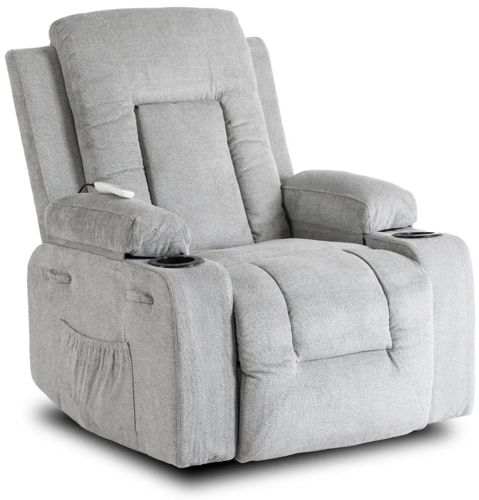 Elektromosan Vezérelhető Masszázsfunkciós Relaxfotel Szürke Szövet Kárpittal. BOX 2