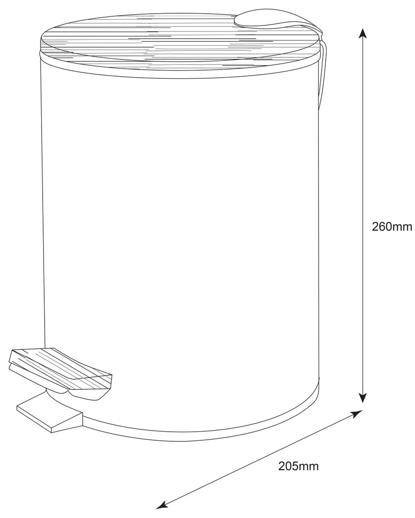 Aqualine, BAMBUSZ kerek szemeteskuka 5l, fehér, BI007