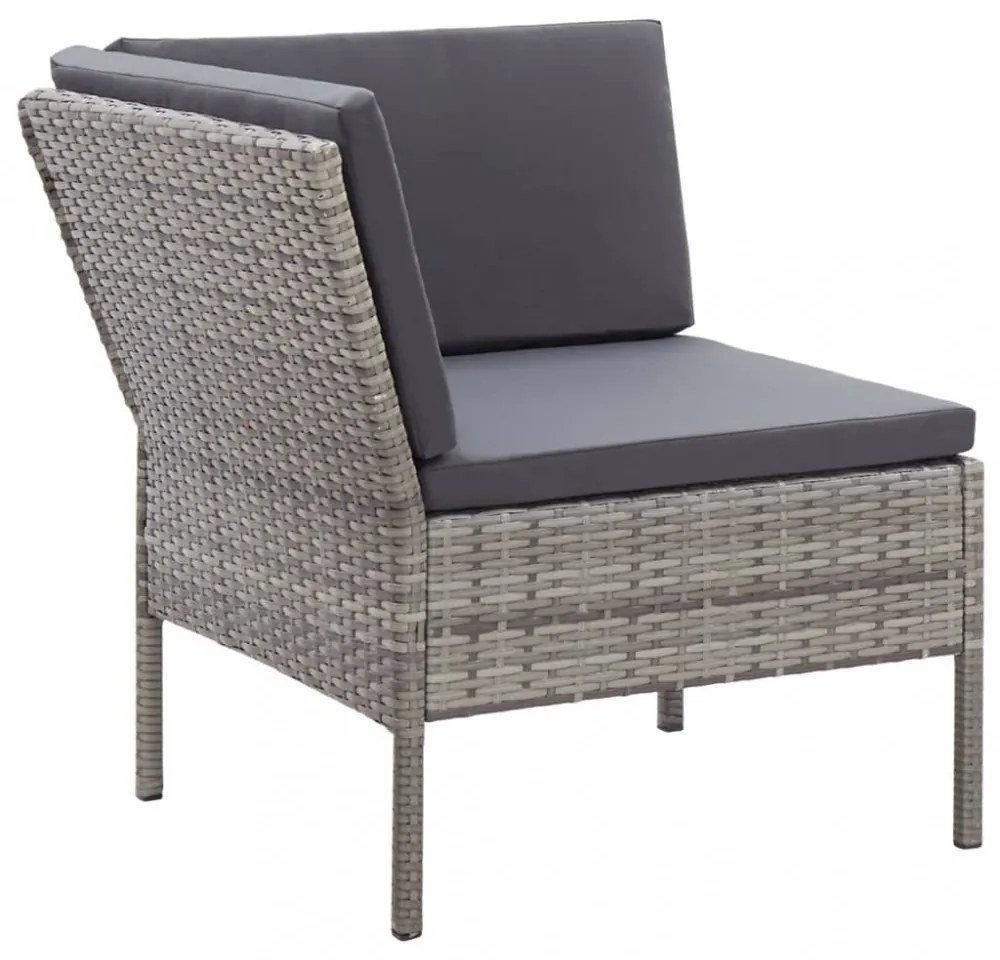 vidaXL 3-részes szürke polyrattan kerti ülőgarnitúra párnákkal