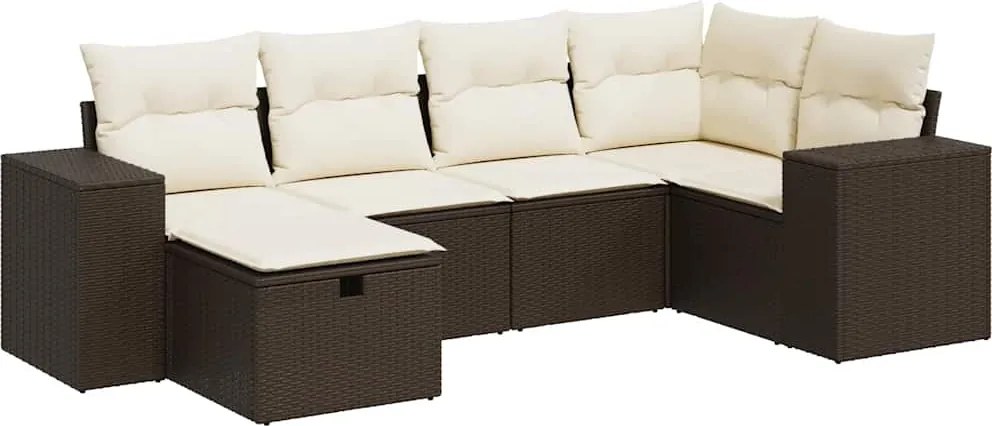 vidaXL 6 részes barna polyrattan kerti ülőgarnitúra párnával