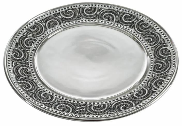 Petra dekoratív tál Ezüst/Fekete 30x2 cm
