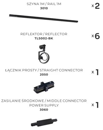 Zuma Line 3028 - Spotlámpa sínrendszerrel MASTER 6xGU10/10W/230V fekete