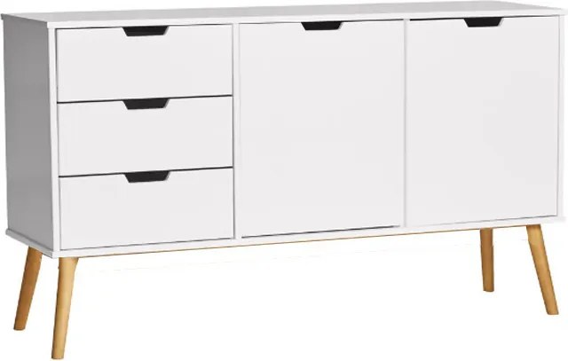 Komód hálószoba nappali bútor 6 ajtós szekrény 60x34x138cm fehér FZ06