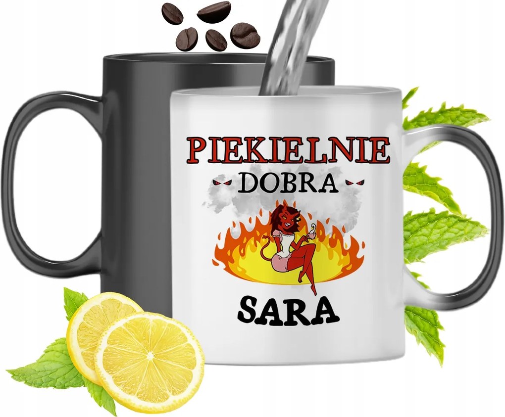 Mágikus Bögre Sarah-nak Fekete Színváltós, fényképes nyomattal