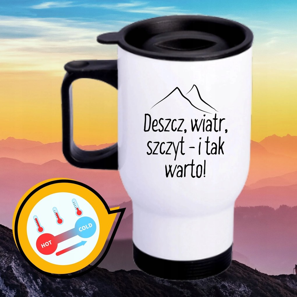 Bögre Fehér Thermo Vicces Ajándék Eső, Szél, Csúcs