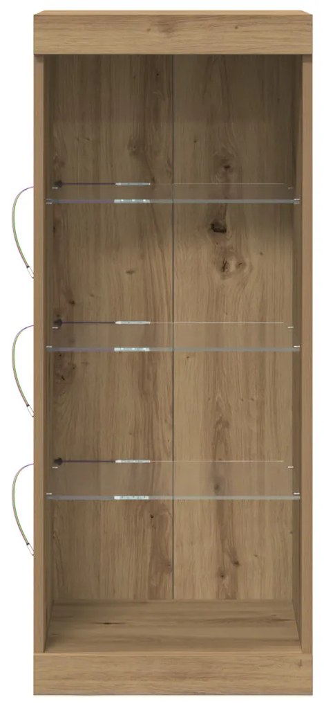 LED világítással ellátott oldalszekrény, kézműves tölgy, 41x37x100 cm