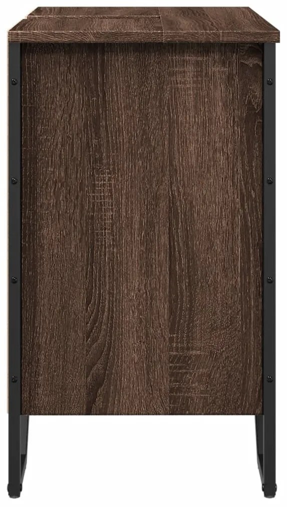 Barna tölgy szerelt fa fürdőszobai mosdószekrény 60x35x60 cm