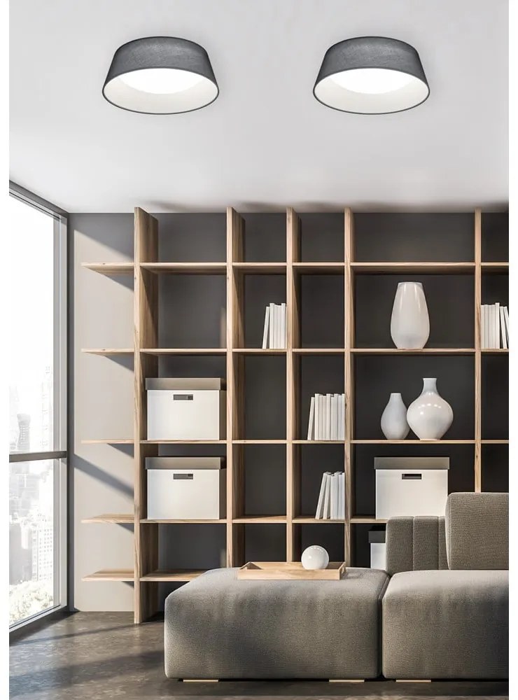 Fekete LED mennyezeti lámpa textil búrával Ponts – Reality