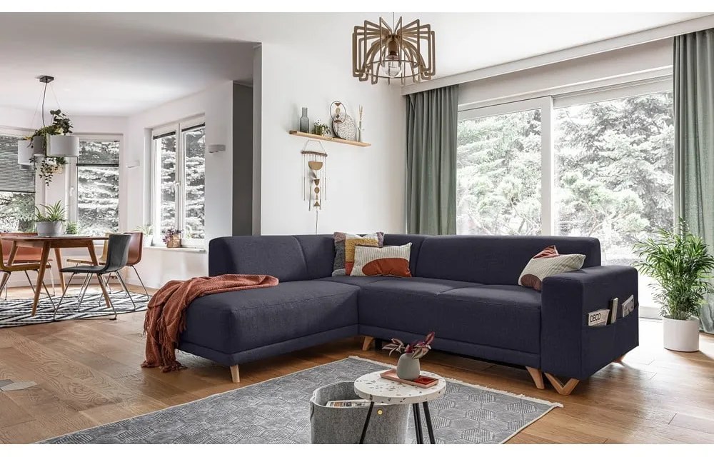 Antracitszürke kinyitható-tárolóhelyes sarokkanapé (bal oldali-L alakú) Classy Sophie – Miuform