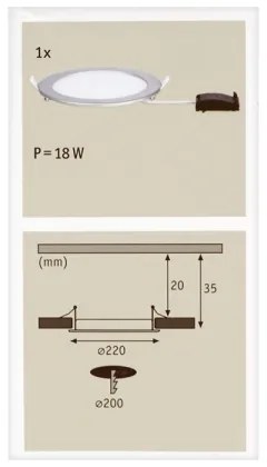 Paulmann 92075 - LED/18W IP44 Fürdőszobai beépíthető lámpa QUALITY LINE 230V