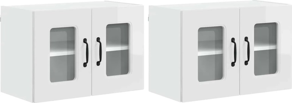 vidaXL Konyhaszekrény Kalmar 2 pcs Magas Fényű Fehér 60 x 31 x 40 cm
