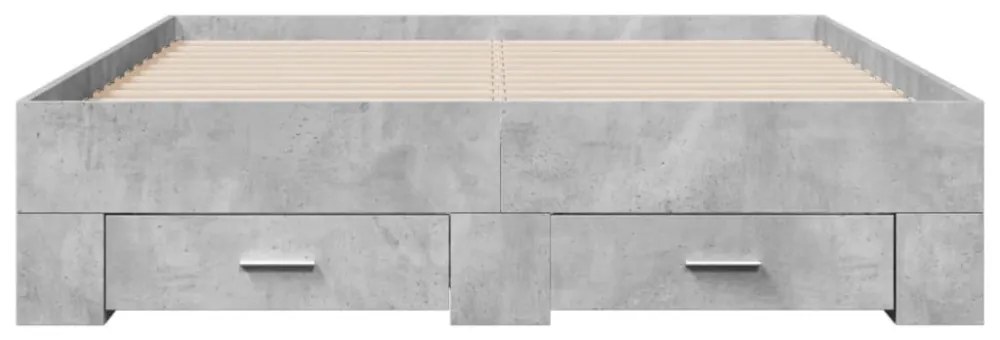 betonszürke szerelt fa ágykeret fiókokkal 140 x 190 cm