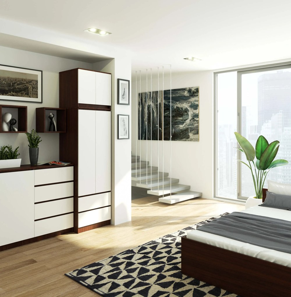 Ruhásszekrény Sahil (wenge + fehér). Akció -15%. 1070955