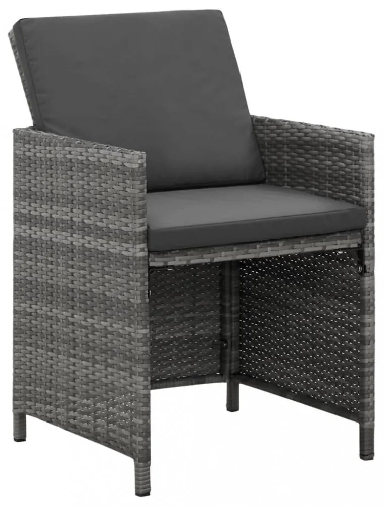vidaXL 9 részes szürke polyrattan kerti étkezőgarnitúra párnákkal