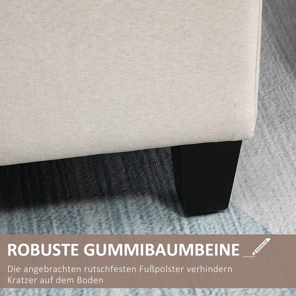 HOMCOM Tárolópad kárpitozott pad vászonhatásúval, 100 x 40 x 44 cm, krémfehér