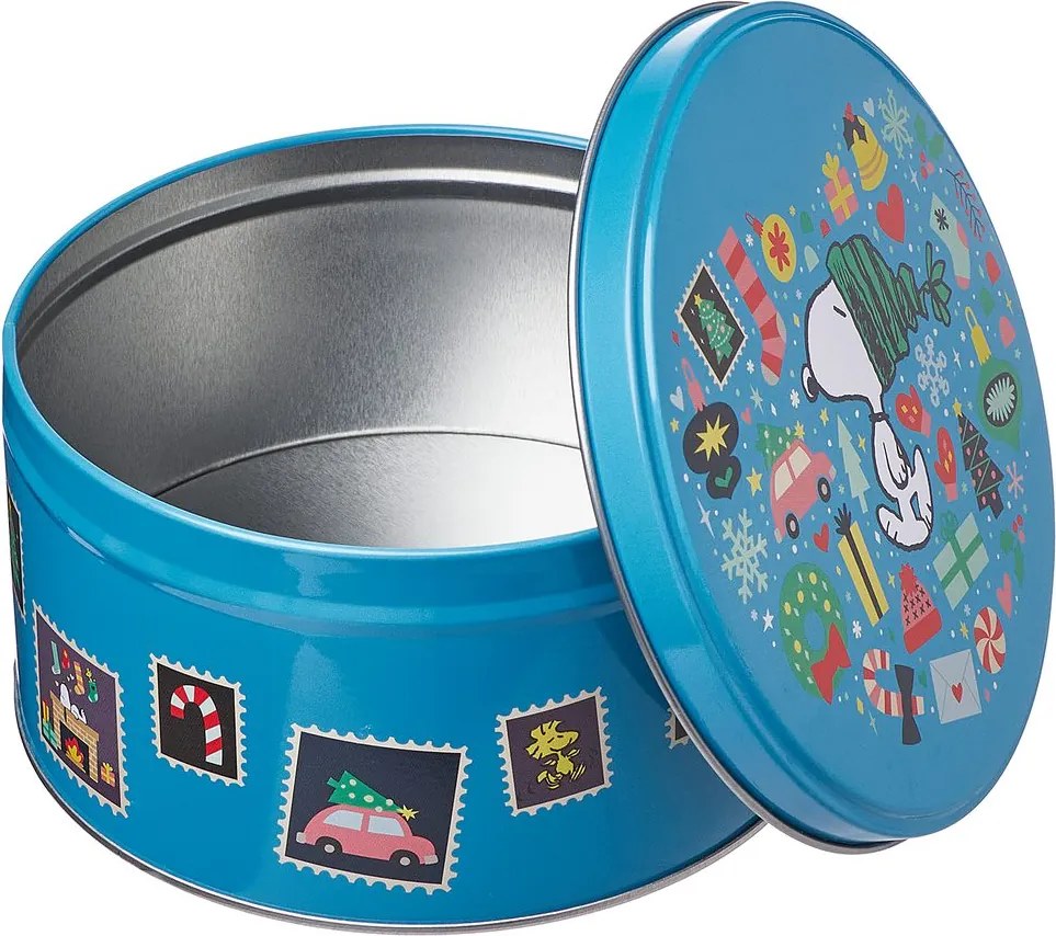 PEANUTS fém tárolódoboz, Snoopy karácsonya Ø 13,5 cm