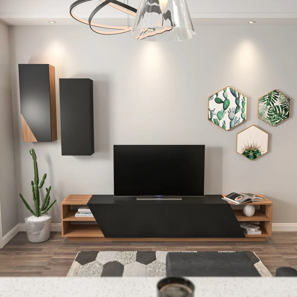 TV szekrény Zebra - Black, Teak