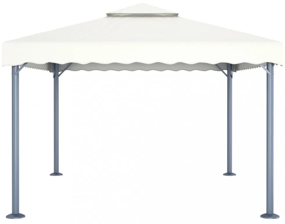 krémszínű alumíniumpavilon LED fényfüzérrel 400 x 300 cm