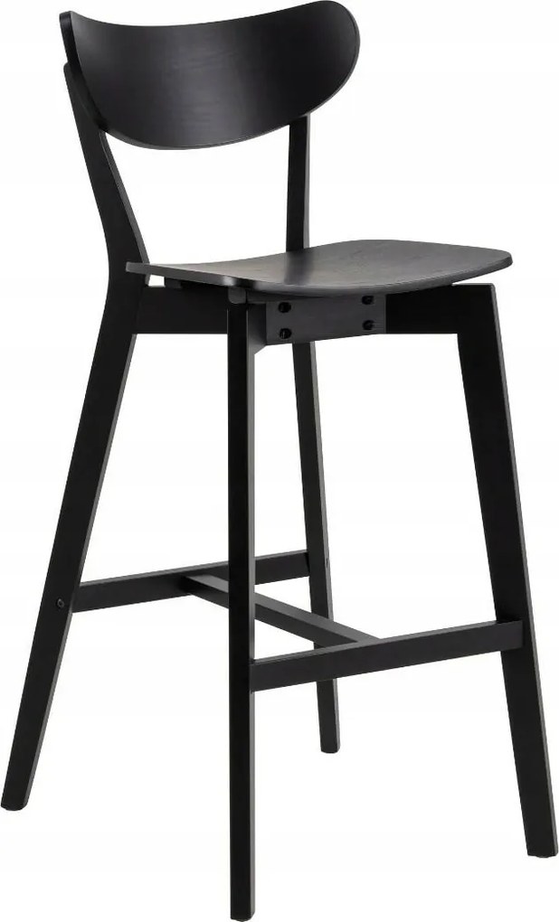Fekete bárszék háttámlával és lábtartóval Roxby fából