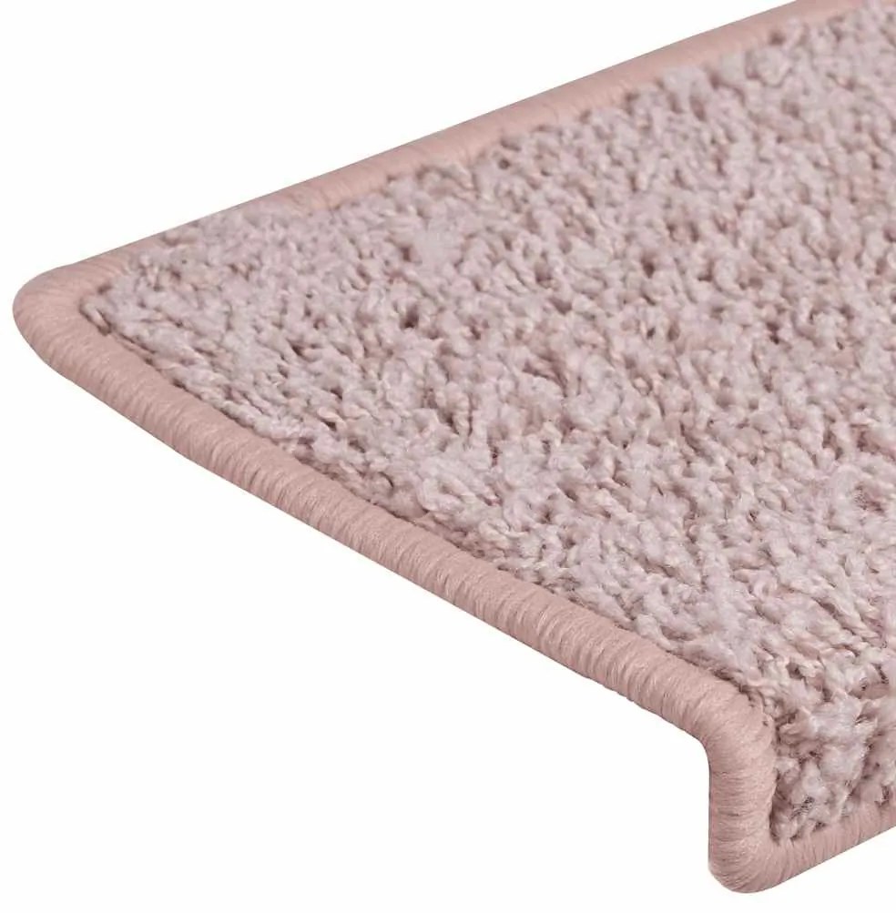 30 db fehér és rózsaszín lépcsőszőnyeg, téglalap alakú széllel, 65 x 21 x 4 cm