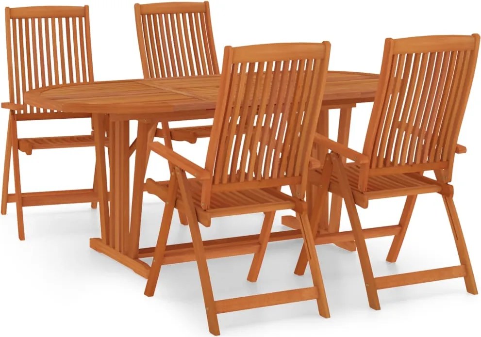 vidaXL 5 részes tömör eukaliptuszfa kerti étkezőgarnitúra