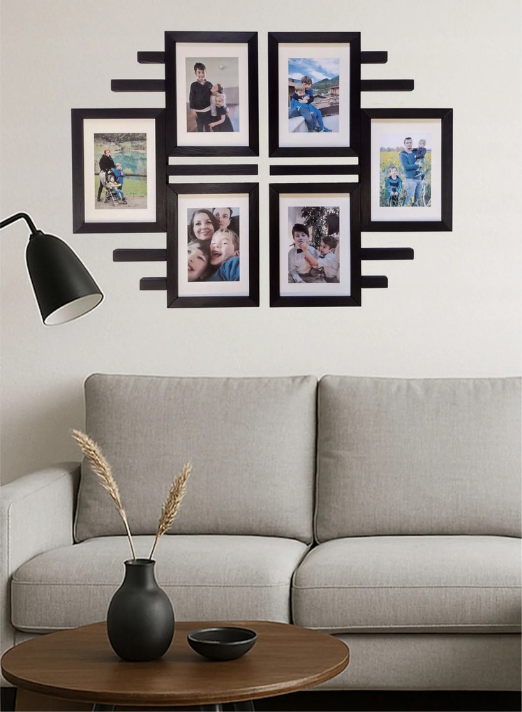 Fa Multirama képkeret 6 képhez 15X21 cm Galéria fali képkeret Fekete