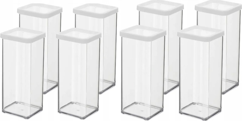 Rotho 8 Db-os Ételtároló Szett Ömlesztett Árukhoz 1,5L Fehér Loft