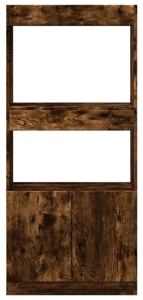 füstös tölgy színű szerelt fa magasszekrény 63 x 33 x 140 cm