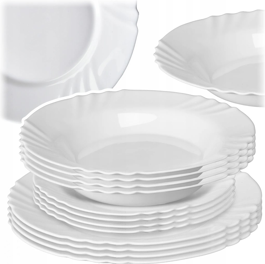 Ebédlő Szett 4 Személyes Tányér Szett Tányér Étkészlet Fehér 12db-os