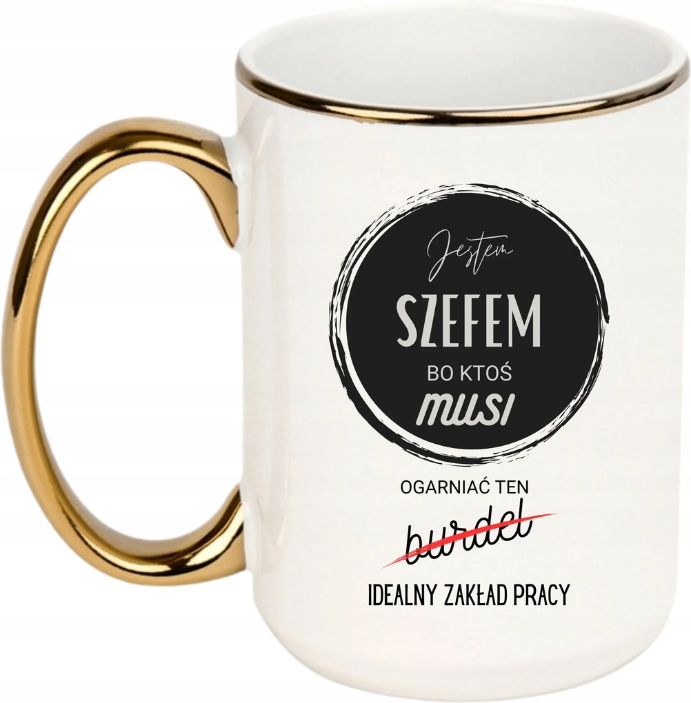 Bögre Fehér Arany Fül Nagy 440ml Vicces Ajándék Főnöknek