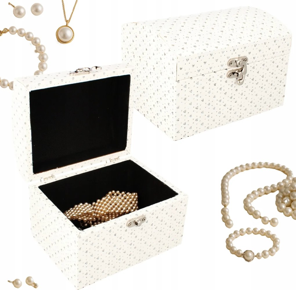 Ékszerdoboz, díszített Livello, elegáns fehér, 16 cm x 12 cm x 11 cm