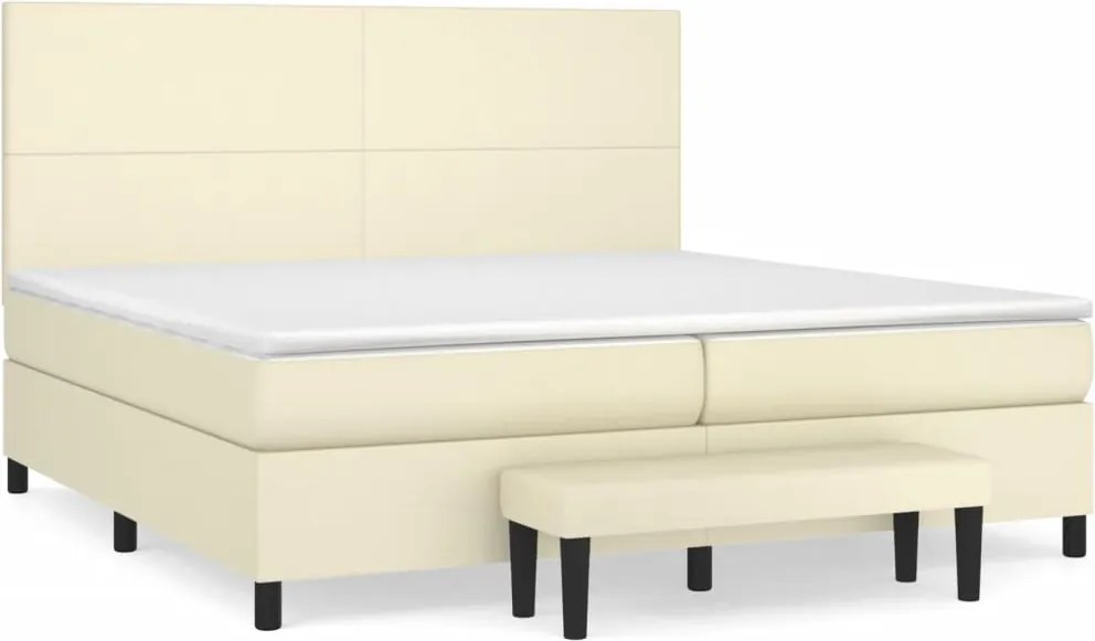 vidaXL krémszínű műbőr rugós ágy matraccal 200 x 200 cm