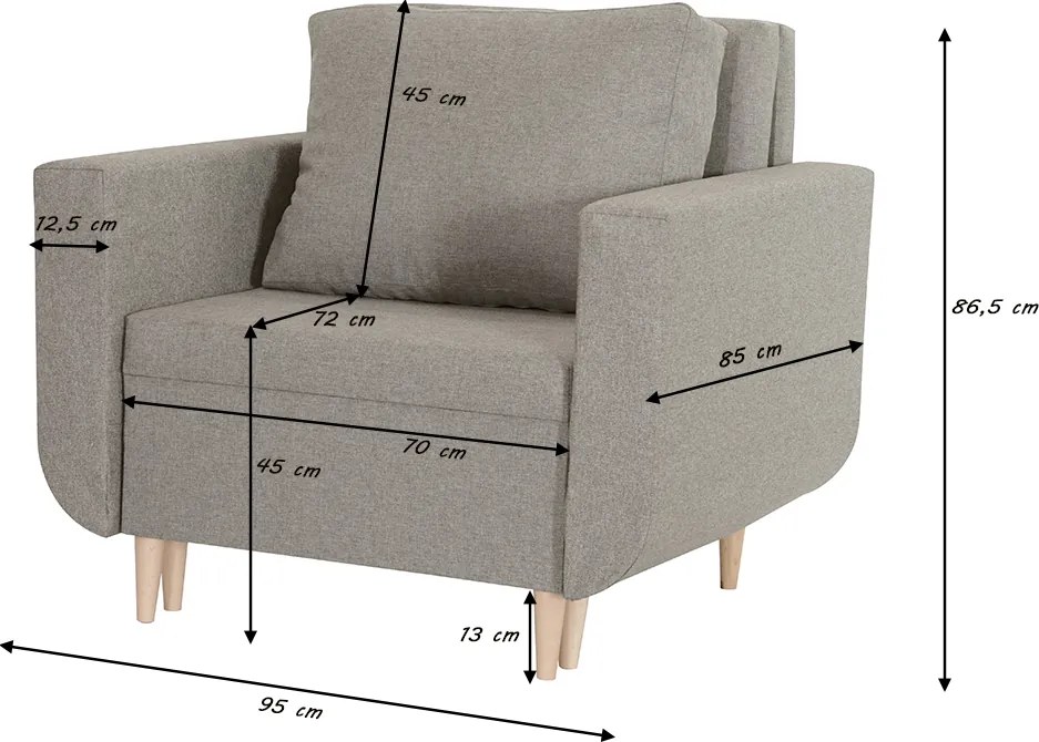 DORIS fotelágy Sötétszürke