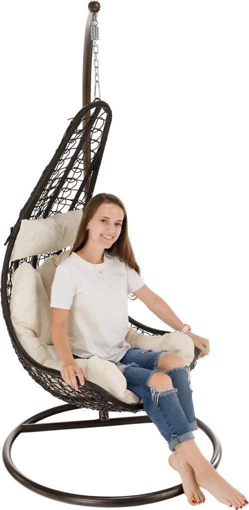 Függő fotel, barna / krém, KALEA 2 NEW