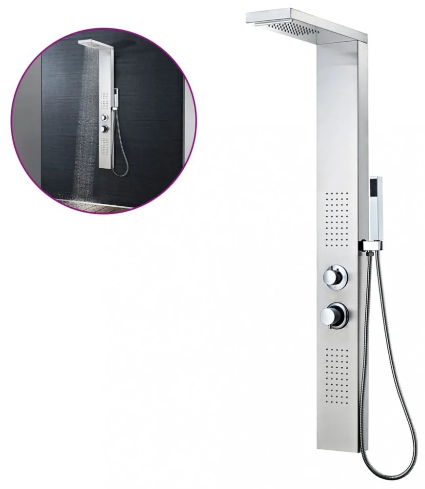 Rozsdamentes acél tusoló panel rendszer szögletes