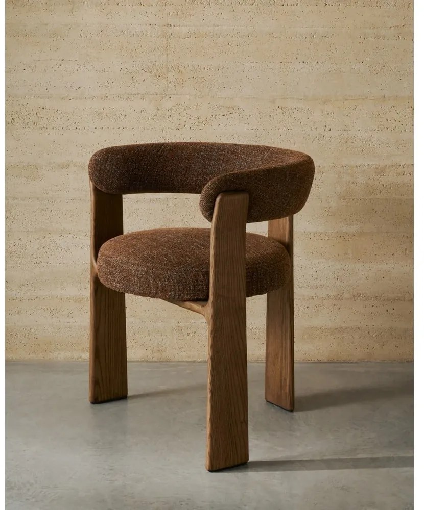 Barna kőrisfa karfás étkezőfotel Granite – Kave Home