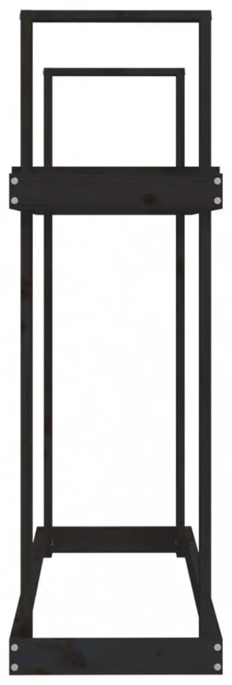 fekete tömör fenyőfa tűzifatartó állvány 110x35x108,5 cm