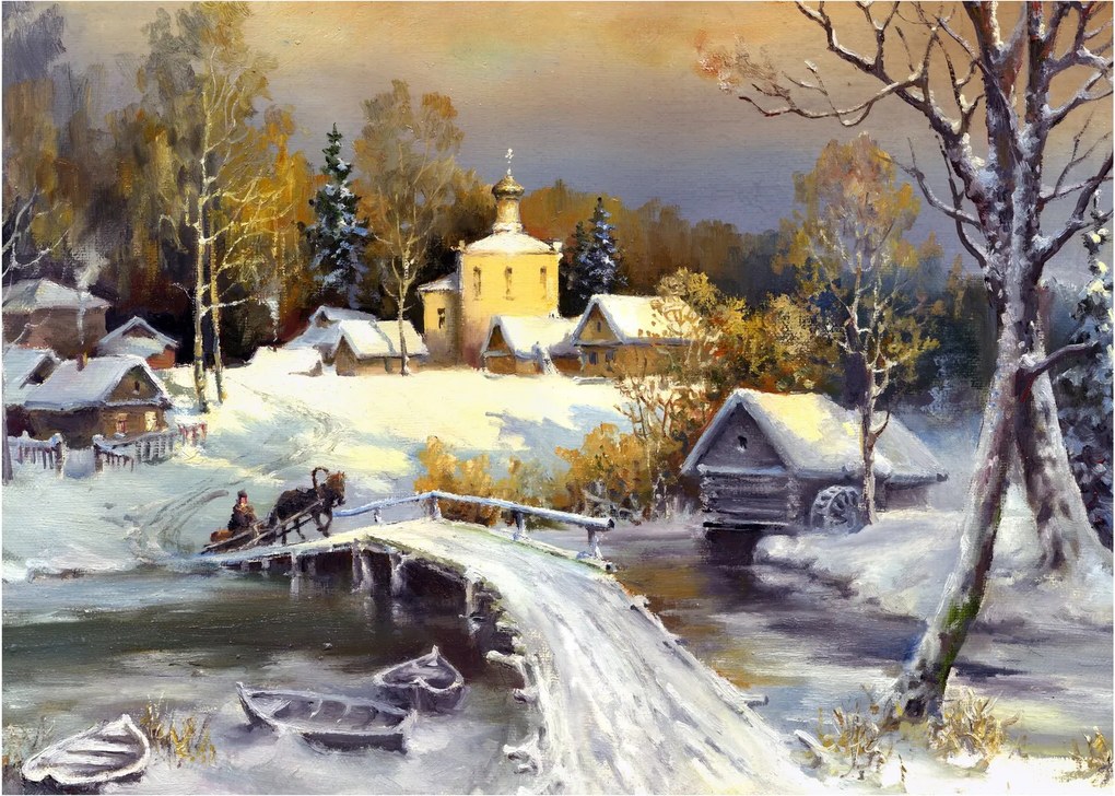 Kép - téli város (70x50 cm)