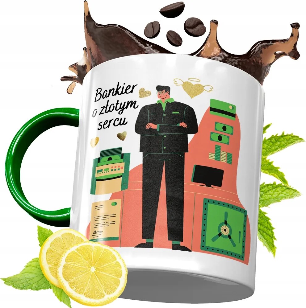 Zöld Bögre Bankárnak Születésnapi Ajándék fényképes nyomtatással