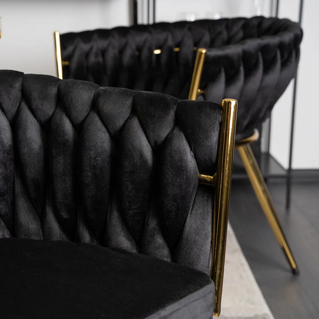 Elegáns Fekete Bársony Étkezőszék CAPRI