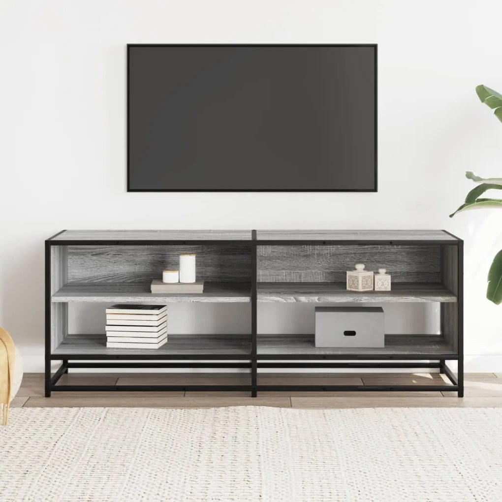 szürke sonoma színű szerelt fa és fém TV-szekrény 120,5x40x46cm
