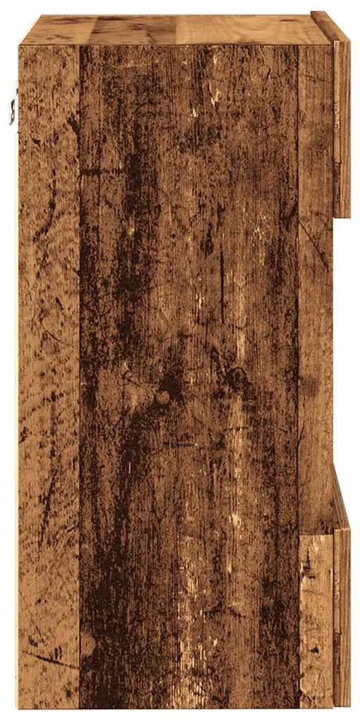 2 db antik fa fali TV-szekrény LED-világítással 40x30x60,5 cm