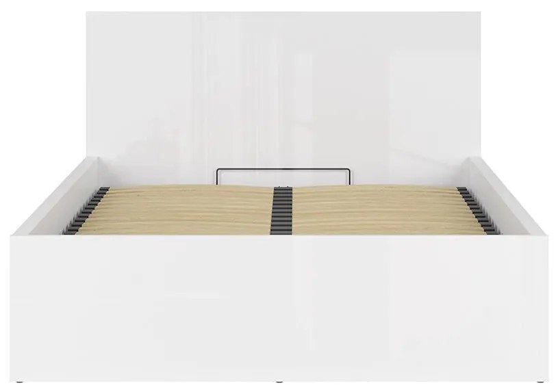 Franciaágy 140 cm Tetrix 8 (fényes fehér) (ágyráccsal) (tárolóhellyel). 1098488