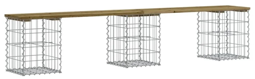 impregnált fenyőfa gabion kerti pad 203 x 31 x 42 cm