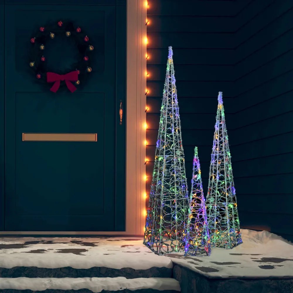 többfényű LED-es akril díszfénykúpszett 60/90/120 cm