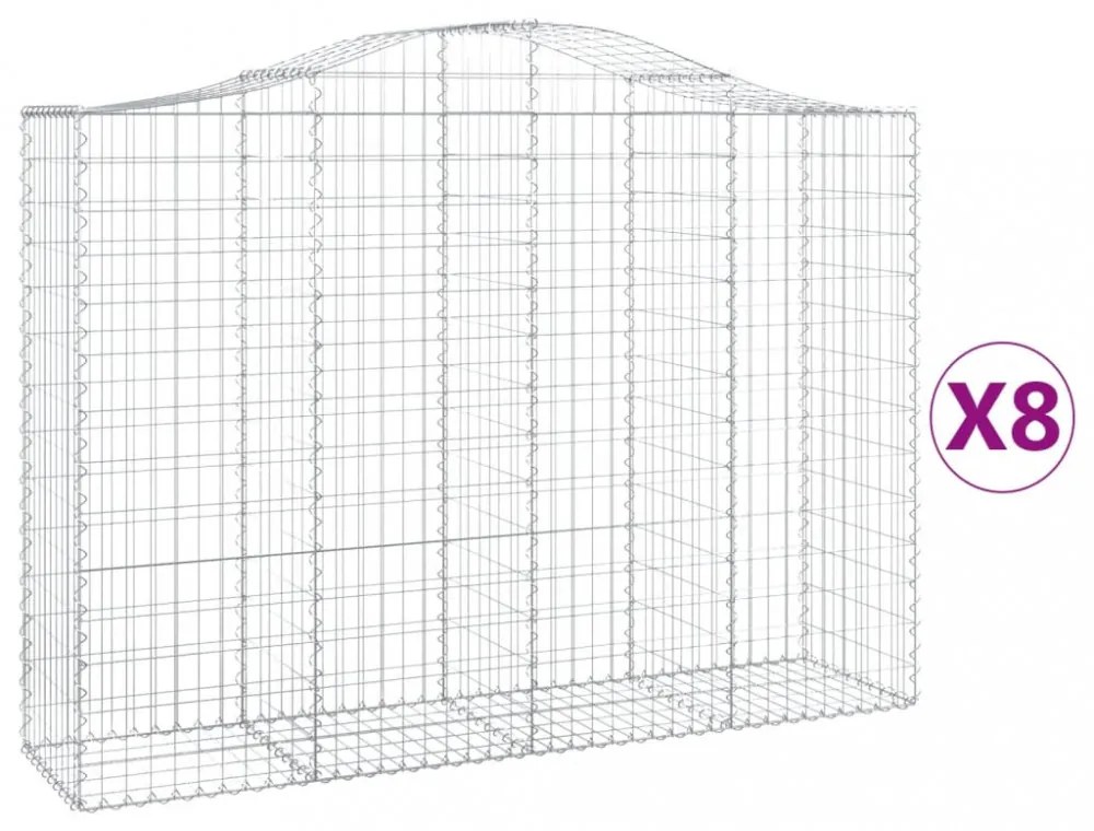 8 db íves horganyzott vas gabion kosár 200x50x140/160 cm