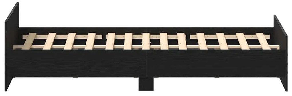 fekete tölgy színű szerelt fa ágykeret matrac nélkül 200x200 cm