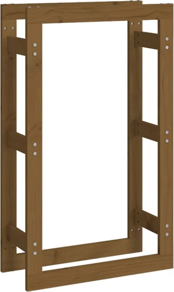 vidaXL mézbarna tömör fenyőfa tűzifatartó állvány 60 x 25 x 100 cm